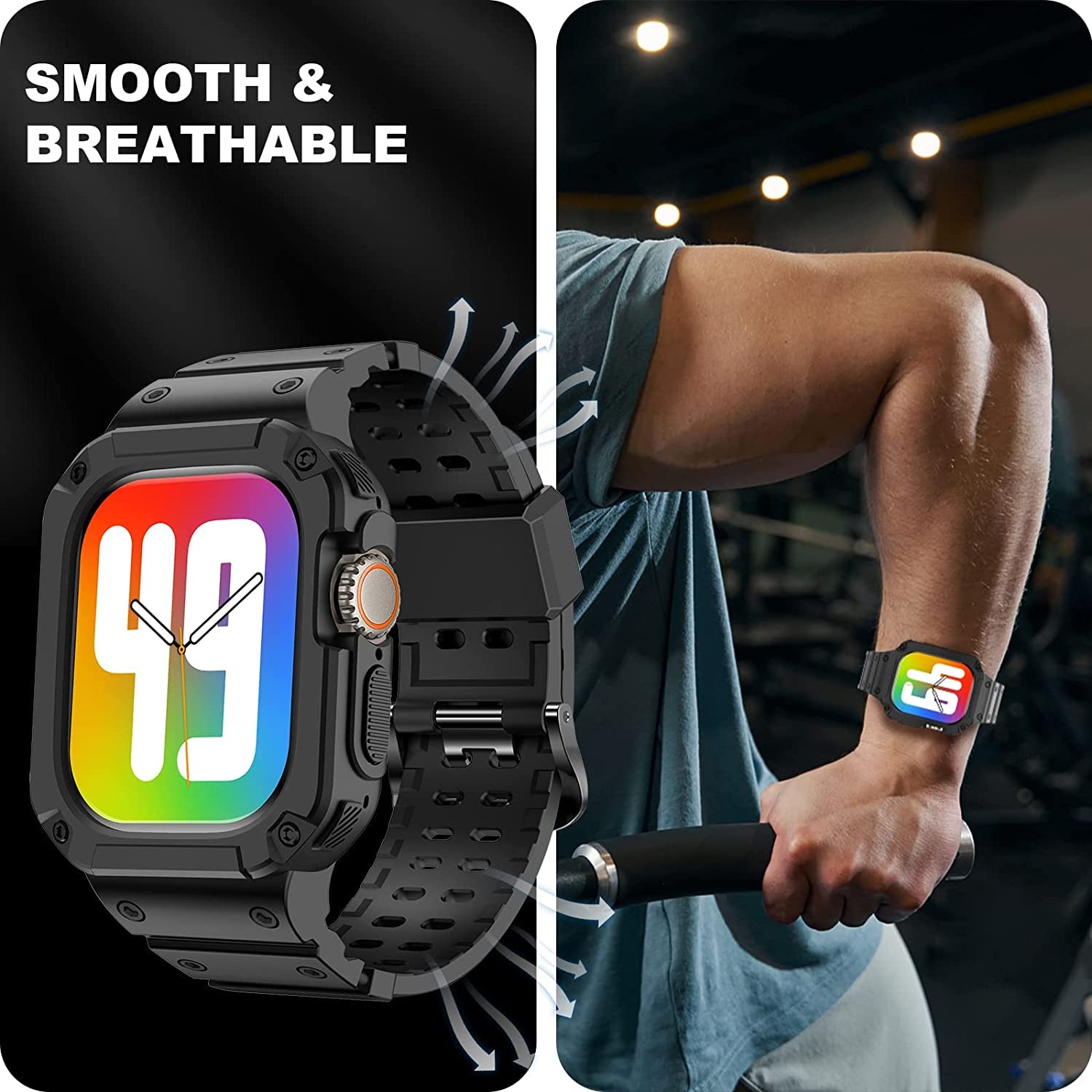 XYF Compatible for Apple Watch Ultra Band 49Mm 45Mm 44Mm 42Mm 41Mm 40Mm 38Mm with Case for Men Women, Shockproof Durable Sport Rugged Case Band for Iwatch SE Series 8 7 6 5 4 3 2 1  XYF   