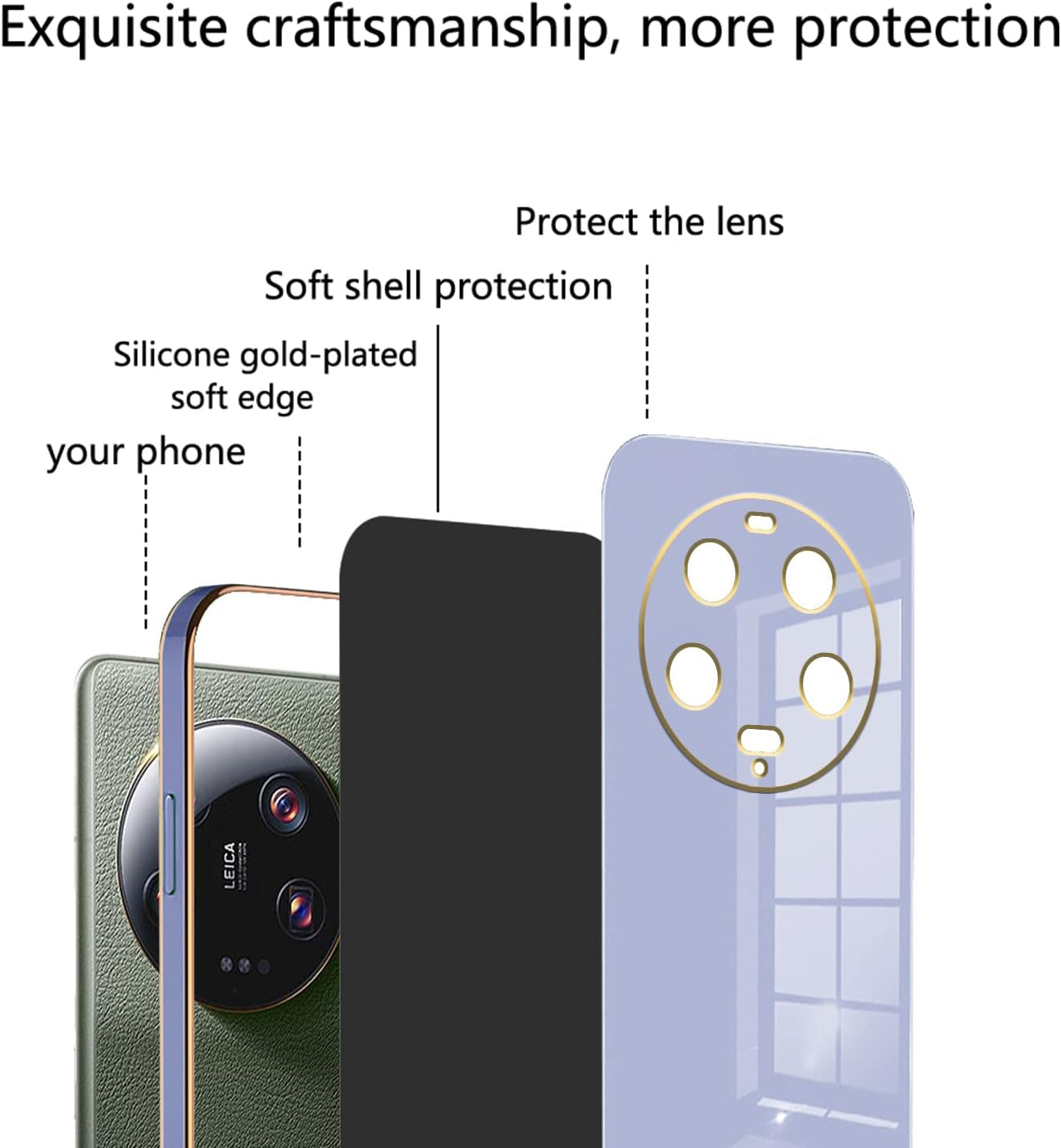 Compatible with Xiaomi 13 Ultra Case for Women Men, Ultra Thin Xiaomi 13 Ultra Phone Case Silicone Cute Shockproof Plating Electroplate Soft Cases Cover (Lavender Grey)  Tiwinxing   