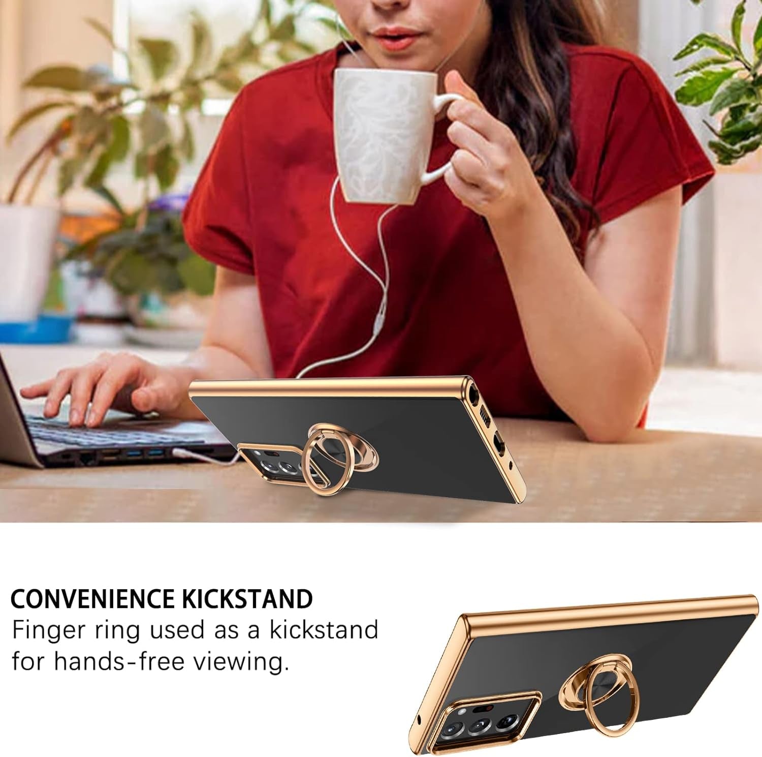 DUEDUE for Samsung Galaxy Note 20 Ultra Case with Ring Holder Kickstand 360 Degree Rotation Magnetic Car Finger Soft TPU Slim Cover Protective Phone Case for Samsung Note 20 Ultra 5G 6.9", Black  DUEDUE   