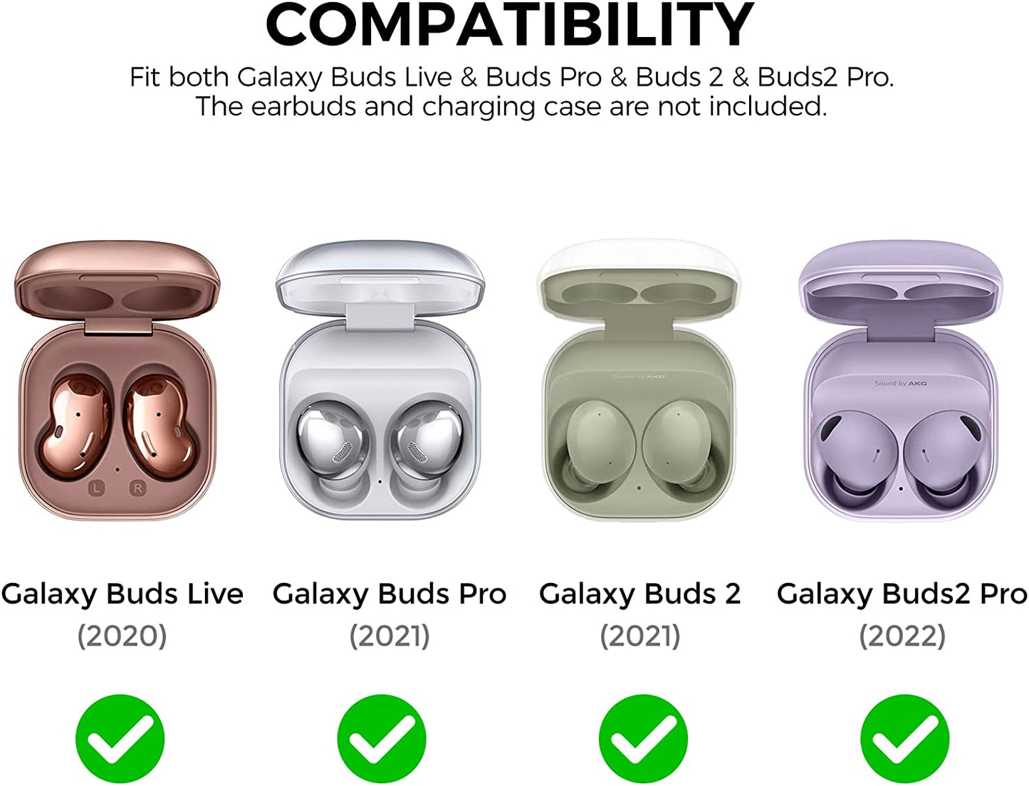 Ahastyle Compatible with Samsung Galaxy Buds 2 Pro Case/Galaxy Buds 2 Case/Galaxy Buds Pro Case/Galaxy Buds Live Case Transparent Cover [Anti-Yellowing] (Shine)  AHASTYLE   