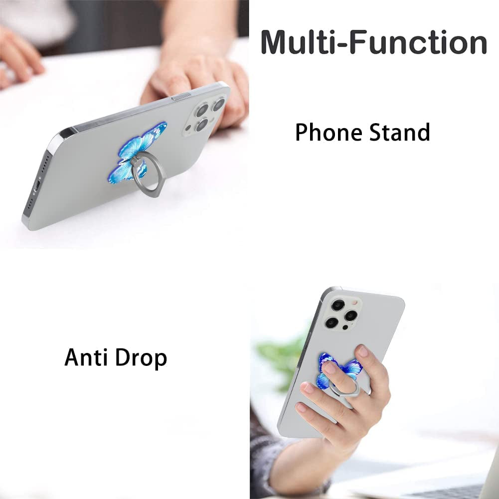 BF2JK Cell Phone Butterfly Finger Ring Holder 360 Degree Rotation Metal Ring Grip for Iphone Samsung Galaxy All Smartphone Mobile Cute Accessories（Blue Dark Blue）  BF2JK   