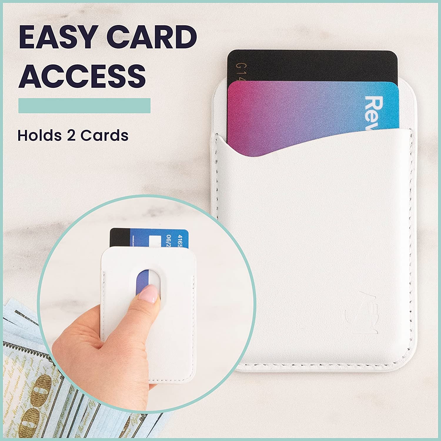 Genuine Leather Magsafe Compatible Wallet - Wallet for Apple Iphone 12 and Newer or Magsafe Ready Case - Iphone Wallet with Strong Magnet for Credit Card - Easy to Attach & Extra Slim (White)  Wallaroo, Inc   