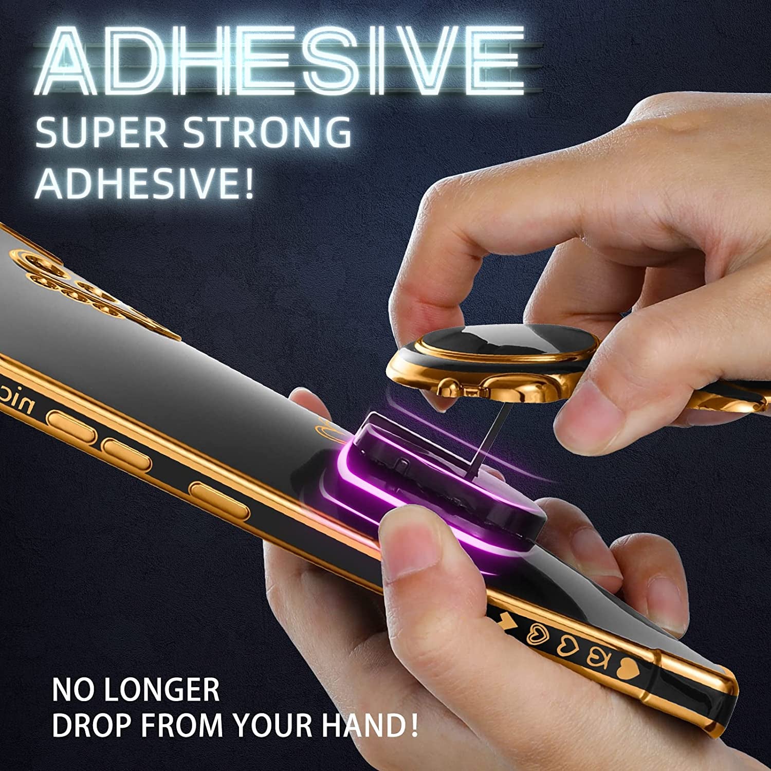 Buleens for Motorola Moto G Stylus 5G Case, Cute Heart Pattern 6D Gold Plating Astronaut Hidden Stand Phone Cases for Moto G Stylus 5G 2021 6.8 Inch-Black  Buleens   