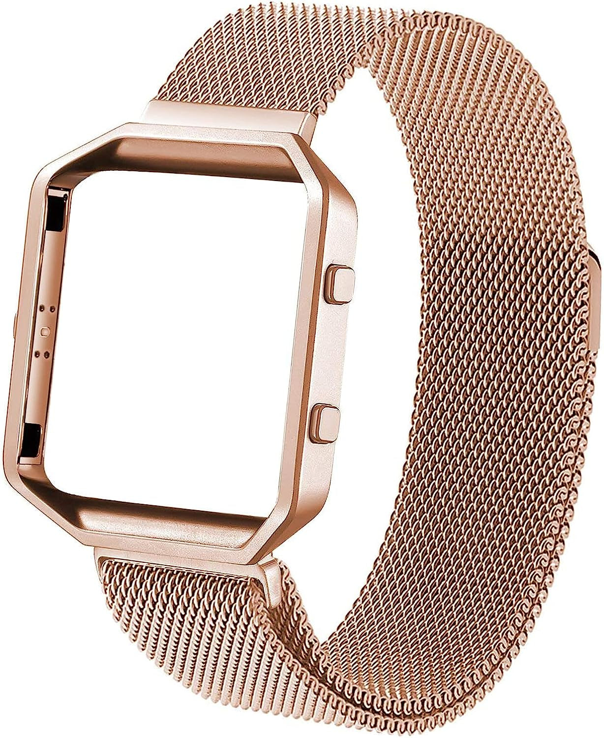 Wongeto Metal Band Compatible with Fitbit Blaze Bands with Metal Frame,Stainless Steel Mesh Loop Adjustable Wristband Replacement Strap for Women Men Compatible with Fitbit Blaze  Wongeto   