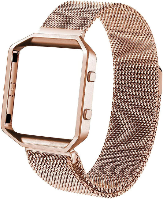 Wongeto Metal Band Compatible with Fitbit Blaze Bands with Metal Frame,Stainless Steel Mesh Loop Adjustable Wristband Replacement Strap for Women Men Compatible with Fitbit Blaze  Wongeto   