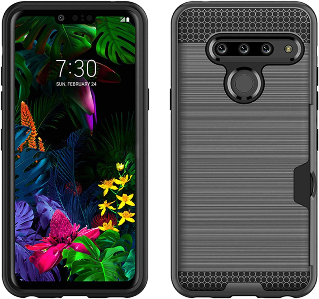 Case for LG G8, Thinq Case with Card Slot Holder, Shock Absorption Case Protective Cover for LG G8 (Gray)  jia   