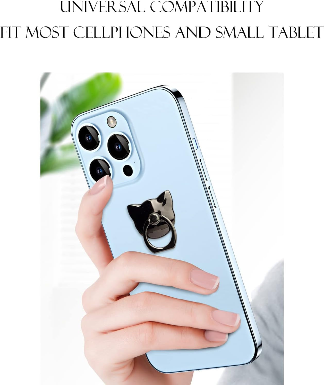 [2 Packs] Cat Glossy Cell Phone Ring Holder Stand, 360 Degree Rotation Finger Ring Kickstand with Polished Metal Phone Grip for Magnetic Car Mount, Smartphone Accessories  Wansurs   