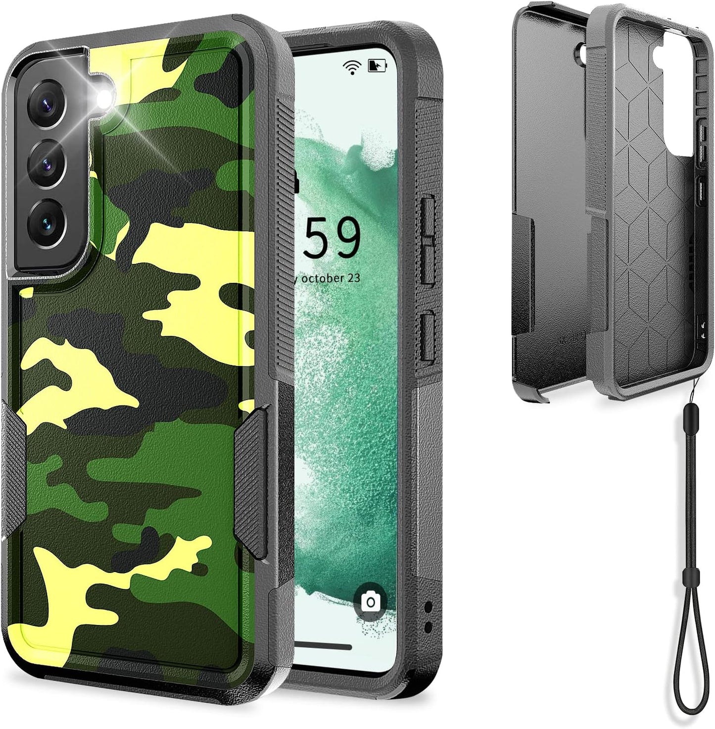 UNITEDTIME Compatible with Galaxy S22 plus Case Drop Protection Rugged Shockproof/Dust Proof Military Protective Tough Phone Cover for Samsung Galaxy S22 plus (Pink)  Unitedtime-Tech Camouflage  