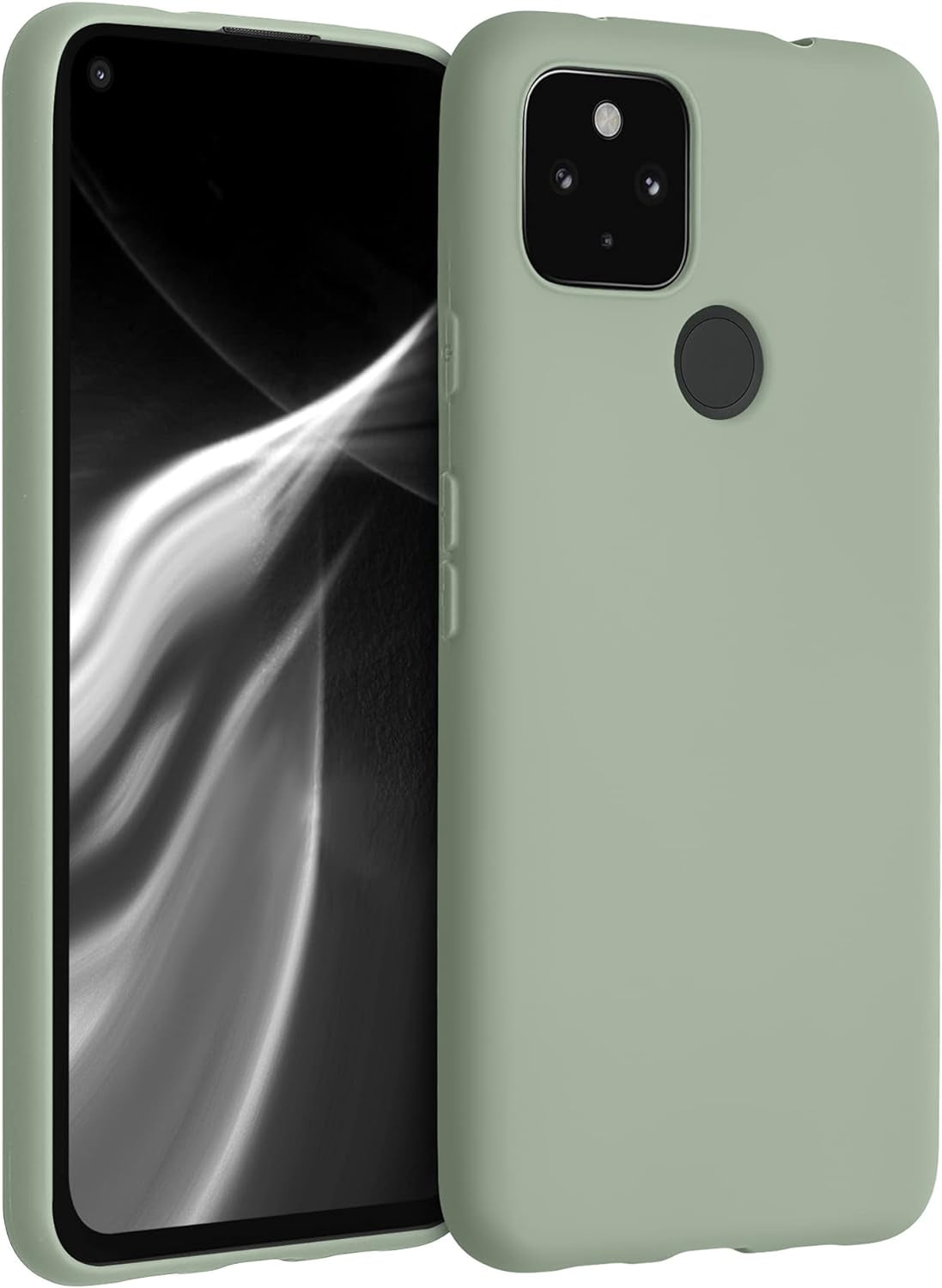 Kwmobile Case Compatible with Google Pixel 4A 5G Case - Soft Slim Protective TPU Silicone Cover - Antique Stone  kwmobile Gray Green  