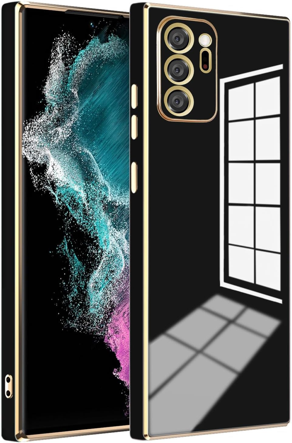 AWZHYDT Galaxy Note 20 Ultra Case, Designed for Electroplated Samsung Galaxy Note 20 Ultra 5G Phone Case, Case Soft TPU Protective Shockproof Flexible Samsung Galaxy Note 20 Ultra Case 6.9 Inch,Red  AWZHYDT Black  