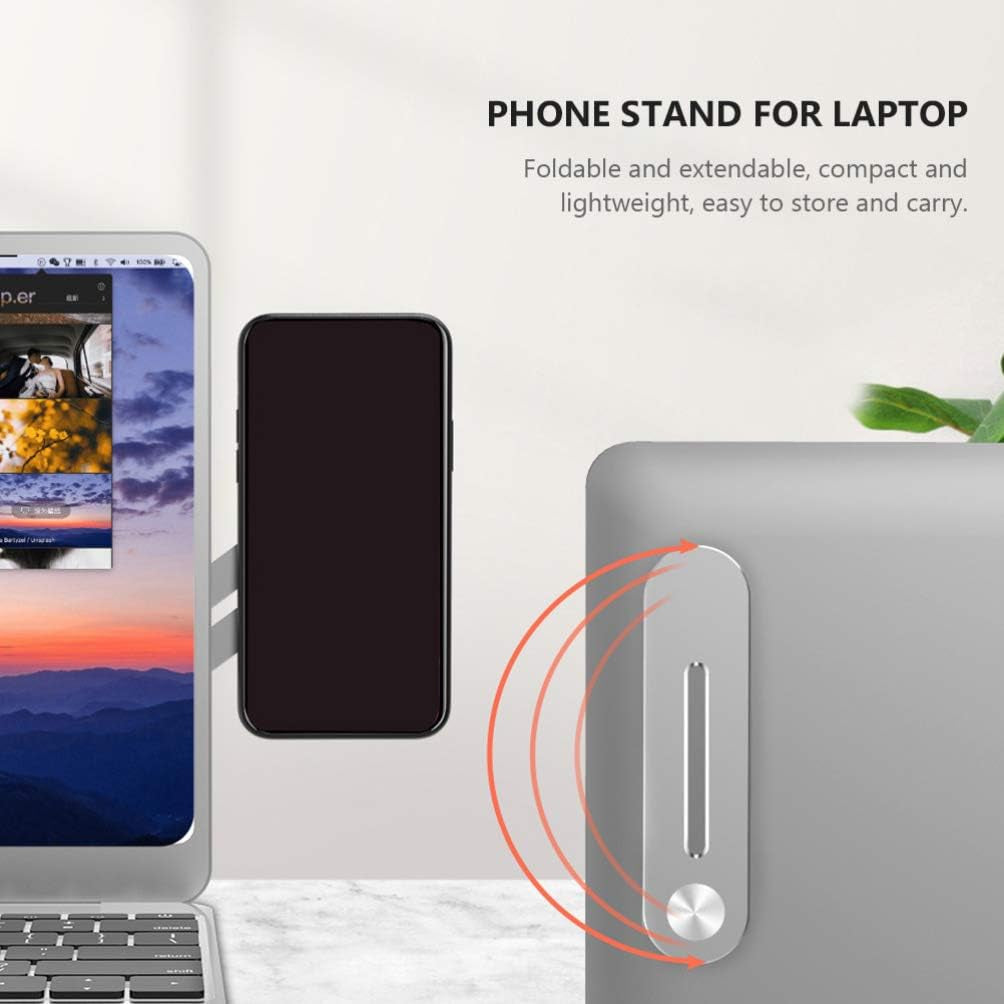 Hemobllo Laptop Stand Laptop Stands Laptop Side Mount Magnetic Laptop Phone Stand with Adjustable Cellphone Holder Computer Extension Bracket for Smartphones Laptop Stand Laptop Stands  Hemobllo   