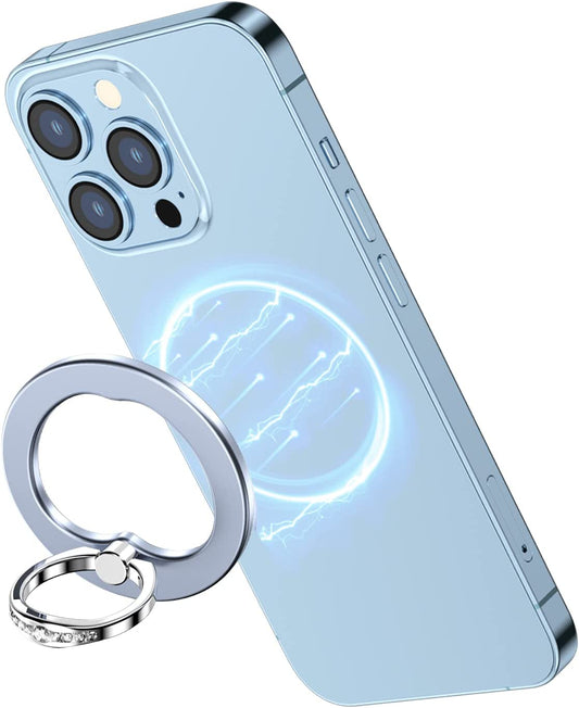 AUROX Magnetic Phone Ring Holder for Iphone 14 13 12 Magnetic Phone Grip for Magsafe Accessories 360° Rotation Adjustable Phone Finger Ring Stand【Removable for Wireless Charging】(Light Blue)  AUROX   