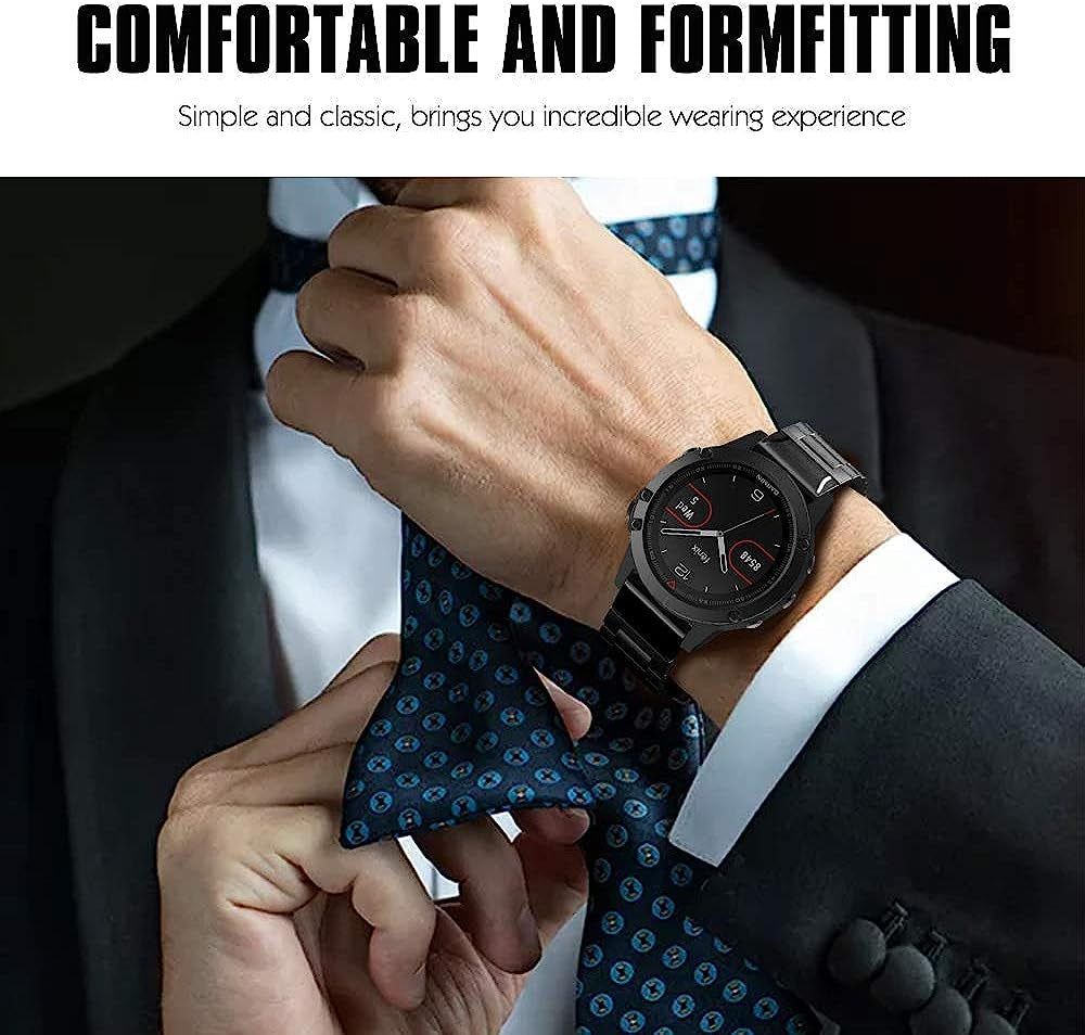 Moko Band Compatible with Garmin Fenix 5 Quick Fit 22Mm Watch Band, Stainless Steel Replacement Strap Fit Fenix 5/Fenix 5 Plus/Forerunner 935/945/Instinct/Approach S60(Not Fit Fenix 5X/5S)  MoKo   