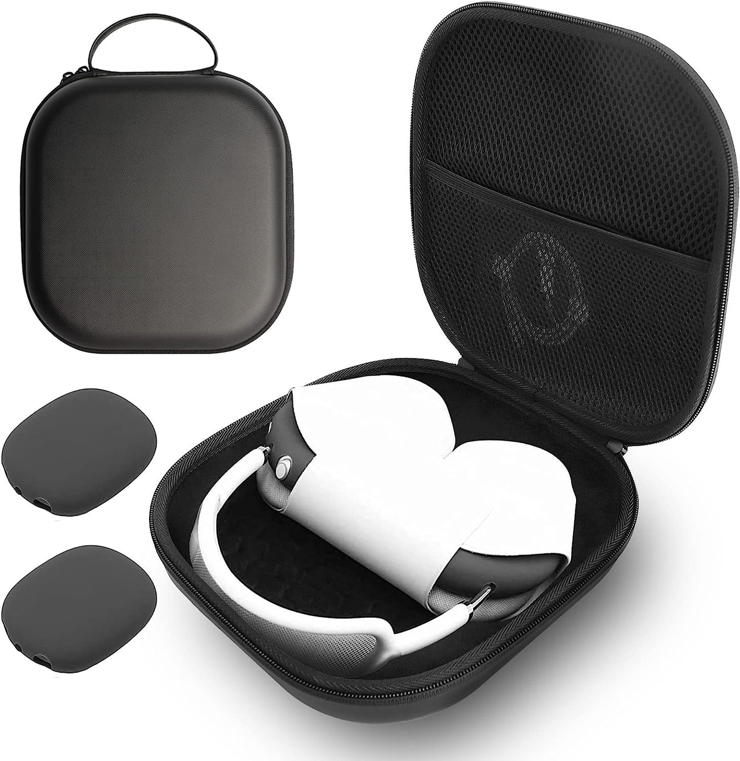 Opoway Hard Case for Airpods Max with Sleep Mode, Upgraded Travel Carrying Headphone Case with Silicone Earpad Cover & Mesh Pocket, Portable Organizer Protective Storage Bag  Opoway   