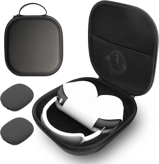 Opoway Hard Case for Airpods Max with Sleep Mode, Upgraded Travel Carrying Headphone Case with Silicone Earpad Cover & Mesh Pocket, Portable Organizer Protective Storage Bag  Opoway   