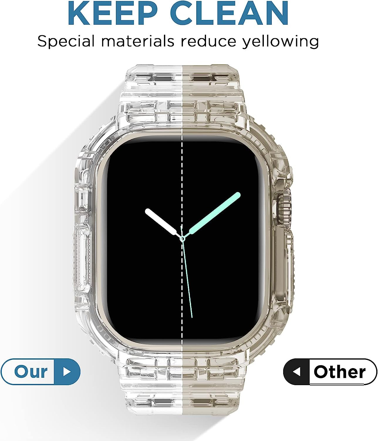 DABAOZA Compatible for Clear Apple Watch Band 45Mm 44Mm 42Mm 41Mm 40Mm 38Mm Ultra, Men Women Watch Band with Case Sport Jelly Transparent Strap for Iwatch Series 8 7 6 5 4 3 2 1 SE  DABAOZA   