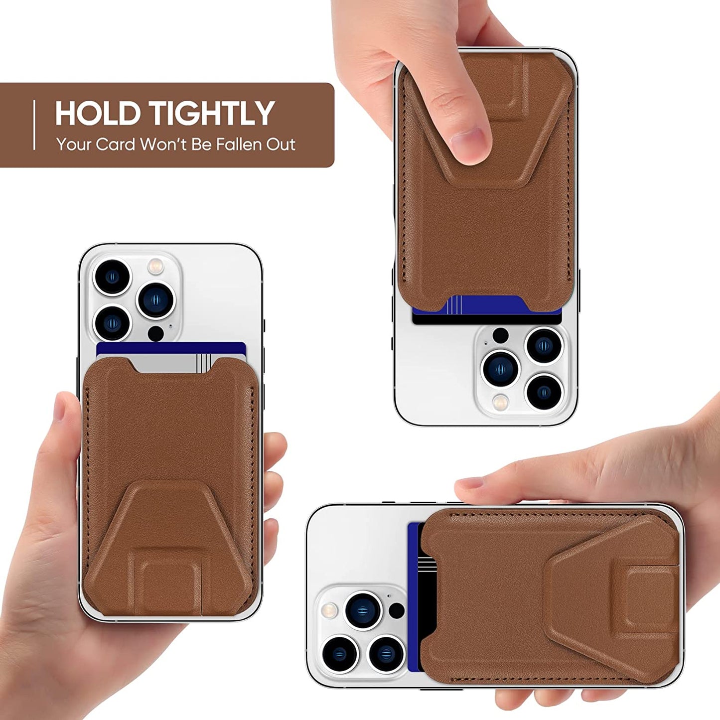 Magnetic Card Wallet Holder for Apple Magsafe, Magnetic Stand Card Holder Compatible Iphone 12 Pro|Max Iphone 13 Pro|Max Magsafe Wallet, Mag Safe Leather Wallet for Iphone 13 Iphone 12 Series, Brown  TopMade   