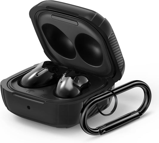 AIRSPO for Galaxy Buds 2 Pro/Galaxy Buds 2/ Galaxy Buds Pro/Galaxy Buds Live Case, TPU Shockproof Case Cover with Keychain (Black)  AIRSPO   