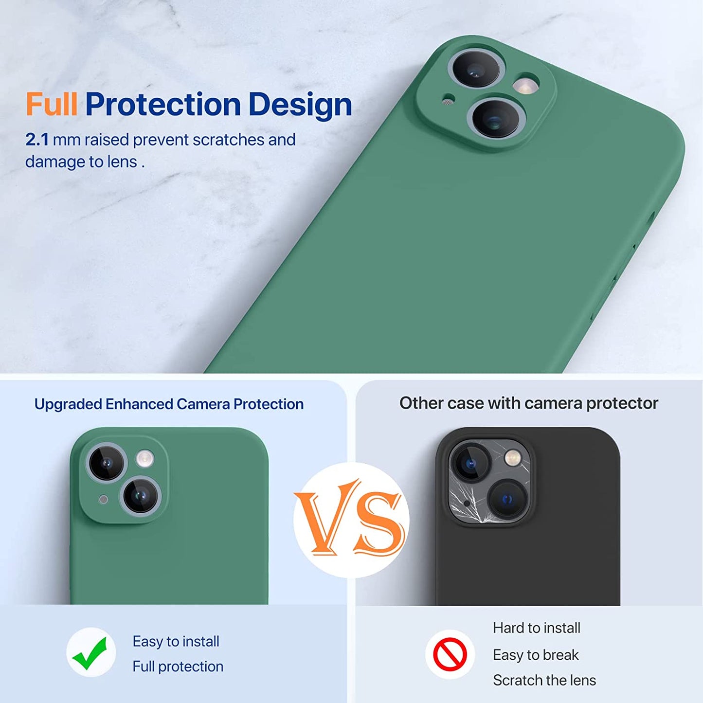 Miracase Designed for Iphone 14 Case with Screen Protector,[Upgraded Enhanced Camera Protection],Shockproof Liquid Silicone Case with Microfiber Lining, 6.1 Inch,Acacia Green  Miracase   