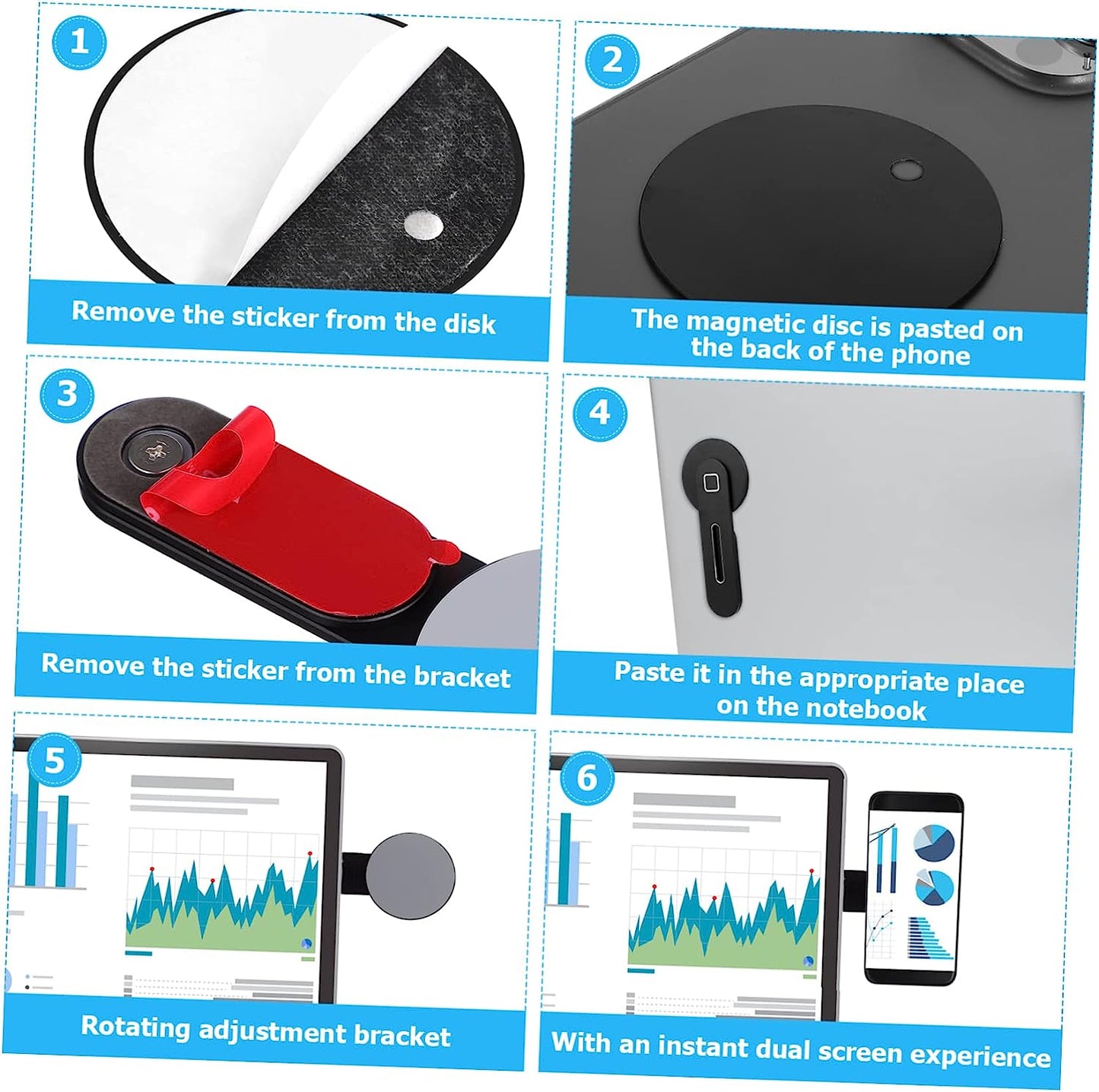 UKCOCO 4Pcs Bracket Laptop Car Mount Desk Laptop Stand Magnetic Car Mount Mobile Phone Stand Magnetic Laptop Holder Magnetic Phone Holder for Laptop Magnetic Laptop Bracket Phone Rack  UKCOCO   