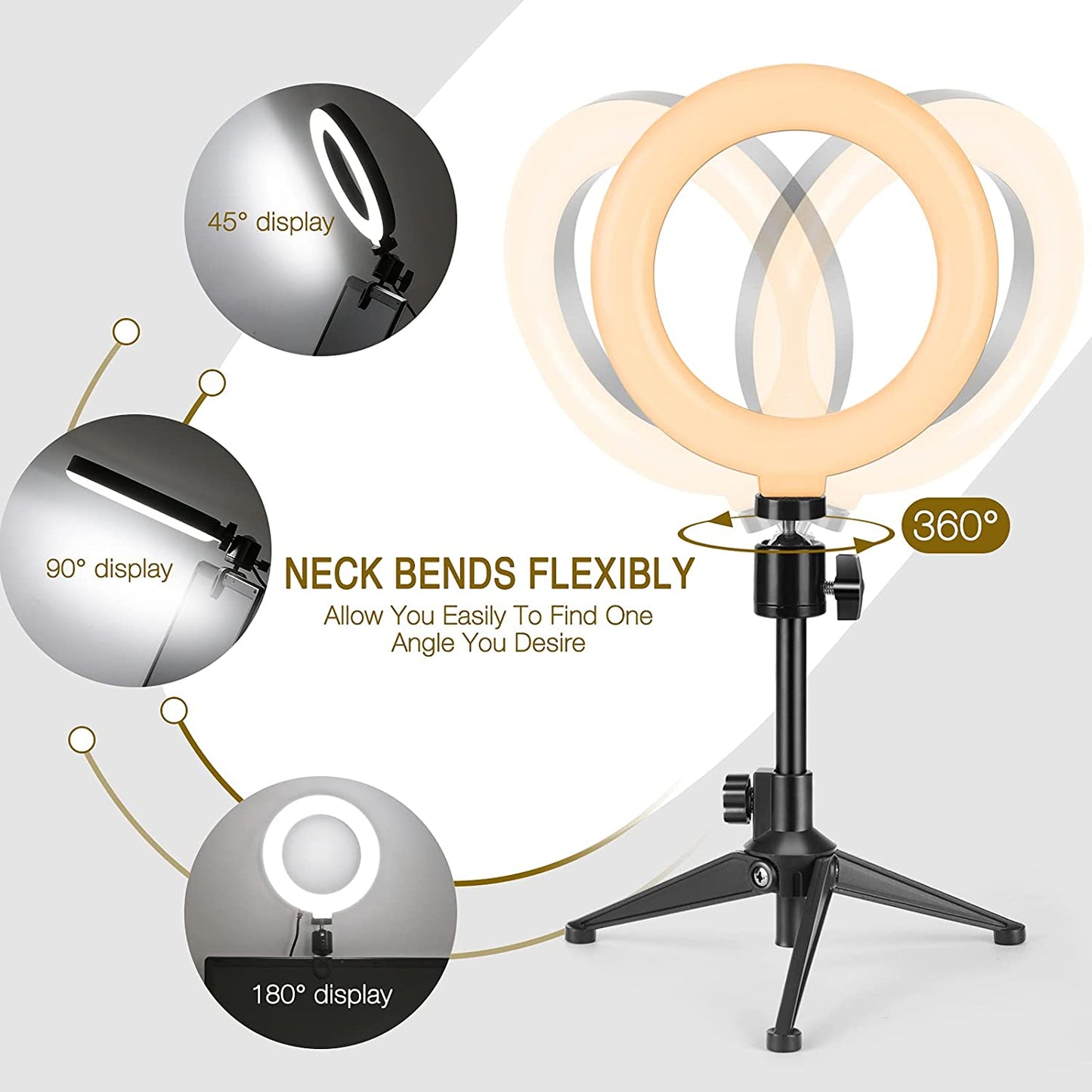 Video Conference Lighting Kits, 6” LED Selfie Ring Light with Tripod Stand, Clip on Laptop Monitor for Webcam Lighting/Zoom Lighting/Remote Working/Self Broadcasting/Live Streaming  BAIVINET   