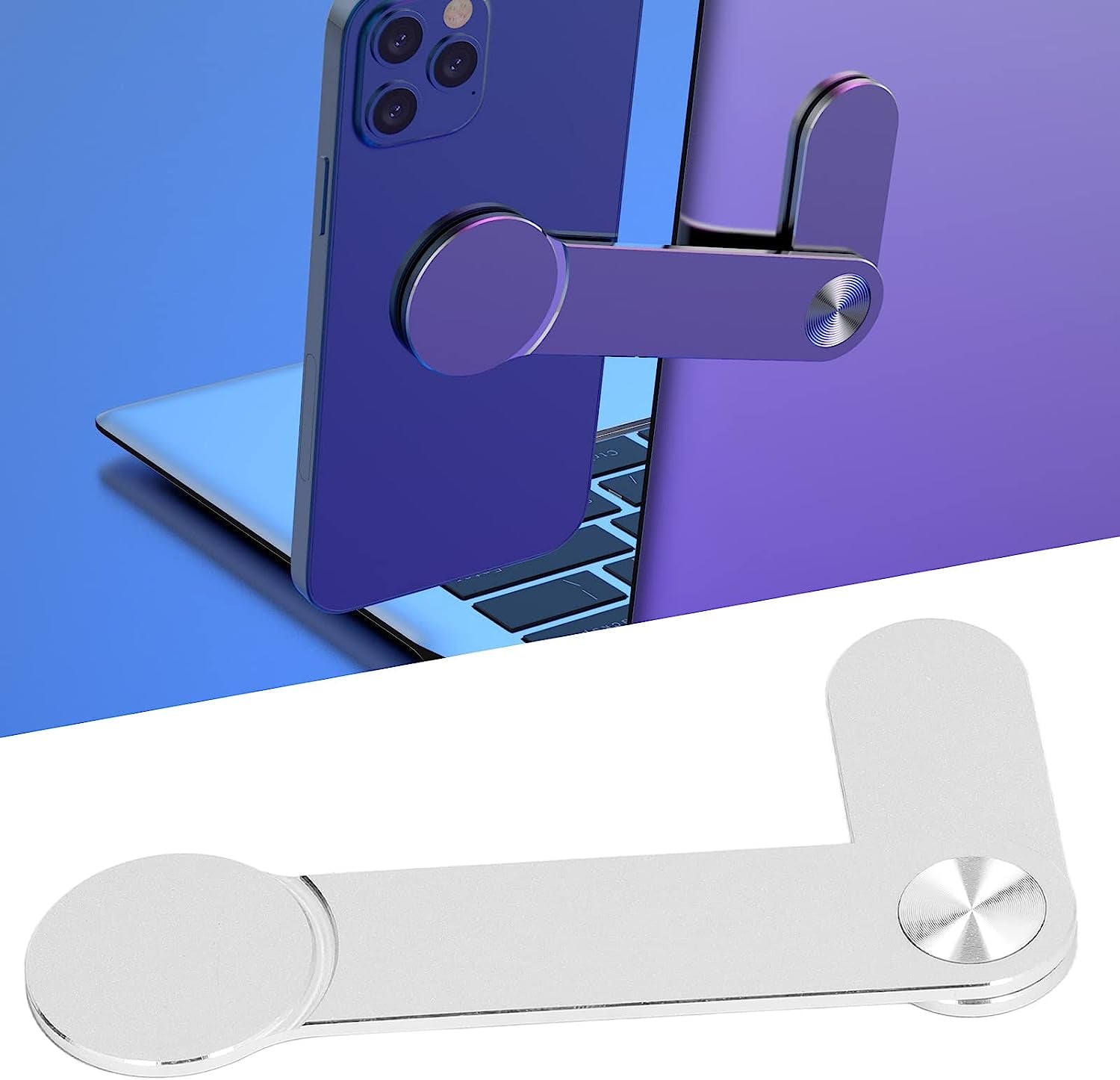 Acogedor Magnetic Laptop Phone Holder for Laptop, Aluminum Alloy Computer Monitor Side Phone Mount, Foldable Cell Phone Stand, for 4 to 8 Inch Full Smartphones  Acogedor   