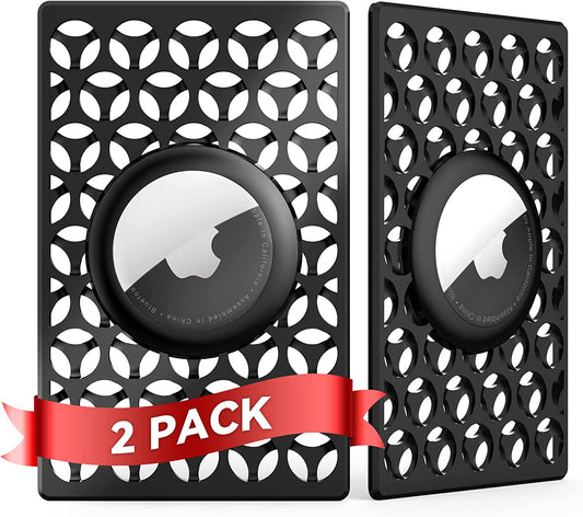 Apple Airtag Holder for Airtag Wallet Card Case 2 Packs,Ultra Slim Credit Card Size Airtags Case for Purse,Wallet,Handbag,Backpack (Black)  DLENP   
