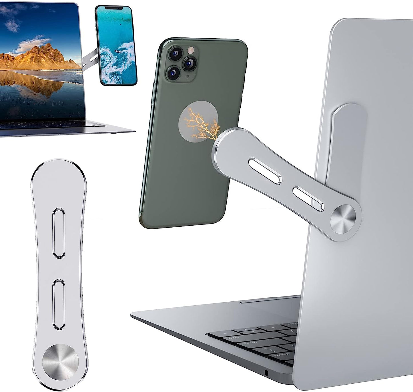 DK177 Monitor Side Cell Phone Holder, Laptop Phone Holder, Adjustable Laptop Side Mount Clip, Laptop Stand Computer Monitor Expansion Bracket, Slim Portable Foldable Smartphone Stand.  DK177   