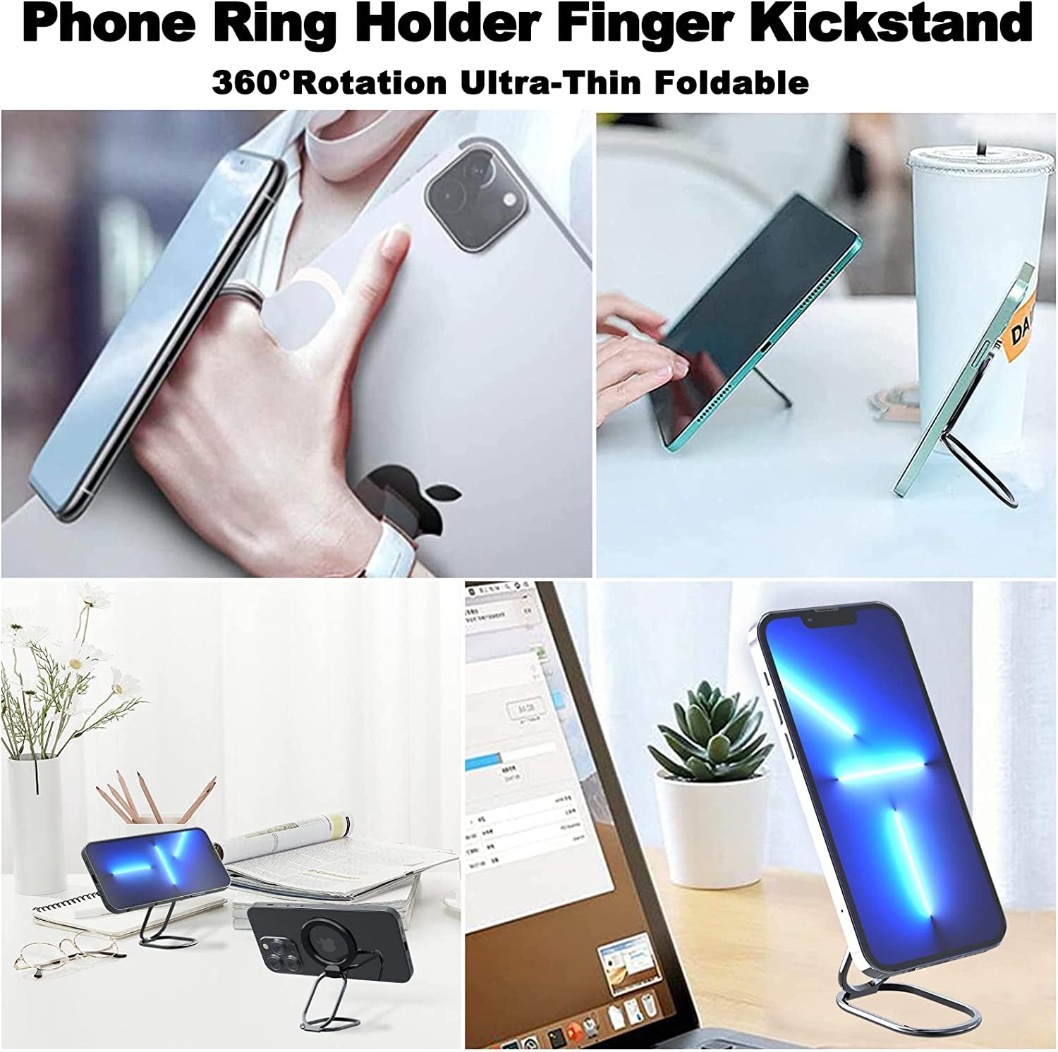Magnetic Phone Ring Holder for Mag Safe, Compatible for Mag Safe Ring Holder Magnetic Phone Grip Magnetic Phone Ring Holder Finger Kickstand, Adjustable Kickstand for Iphone 14/13/12 Series(Black)  zylee   
