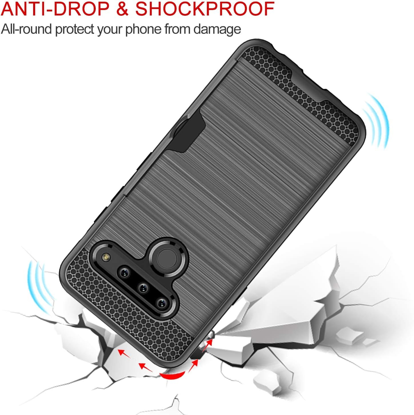 Case for LG G8, Thinq Case with Card Slot Holder, Shock Absorption Case Protective Cover for LG G8 (Gray)  jia   