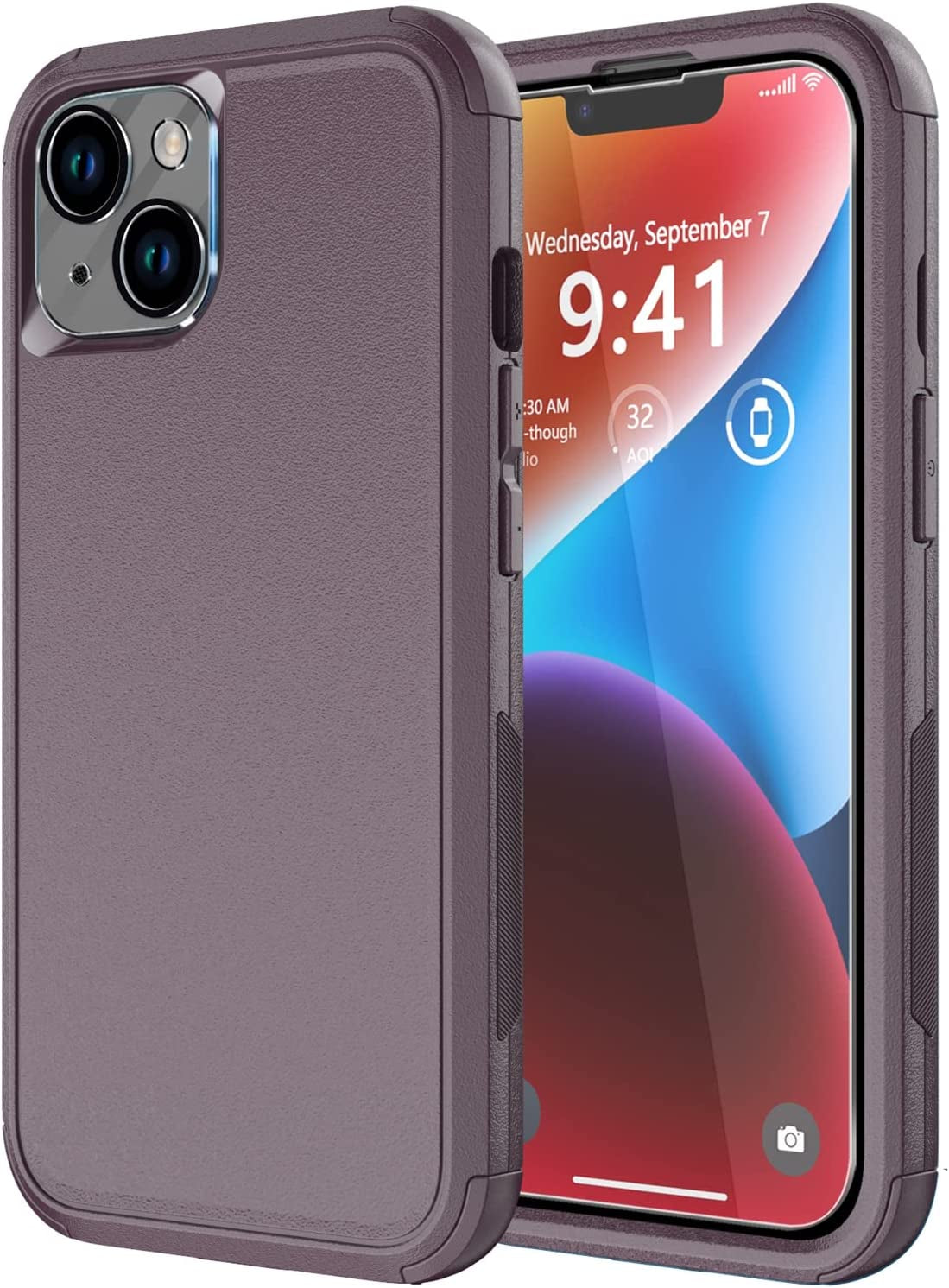 Diverbox for Iphone 14 Case [Shockproof] [Dropproof] [Tempered Glass Screen + Camera Lens Protector],Heavy Duty Protection Phone Case Cover for Apple Iphone 14 (Blue)  DiverBox Light Brown  