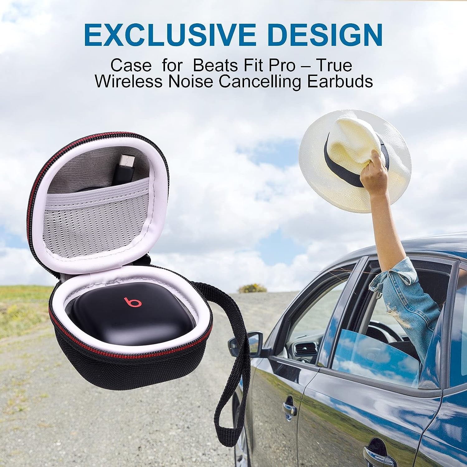 LTGEM EVA Hard Case for Beats Fit Pro/Beats Fit Pro X, Detachable Hand Strap and Built-In Mesh Pocket- Travel Protective Carrying Storage Bag  LTGEM   