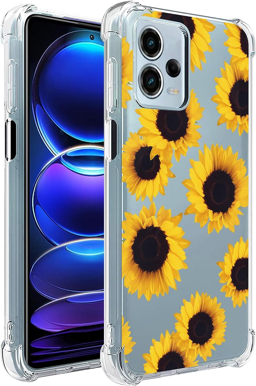 Sidande Case for Redmi Note 12 Pro Case, Poco X5 Pro 5G 22101320G Case for Girls Women, Clear Floral Soft Flexible TPU Slim Phone Protective Case Cover for Xiaomi Redmi Note 12 Pro 5G (Sunflower)  Sidande   