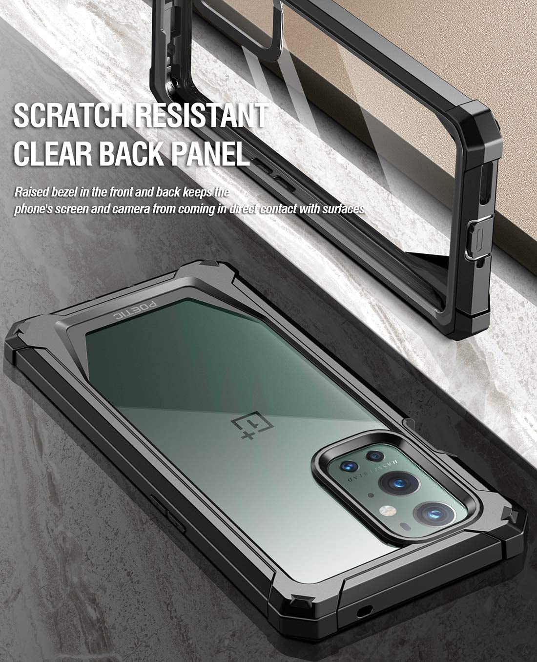 Poetic Guardian Case Designed for Oneplus 9 Pro 5G, Built-In Screen Protector Work with Fingerprint ID, Full Body Hybrid Shockproof Bumper Cover Case, Black/Clear  Poetic   