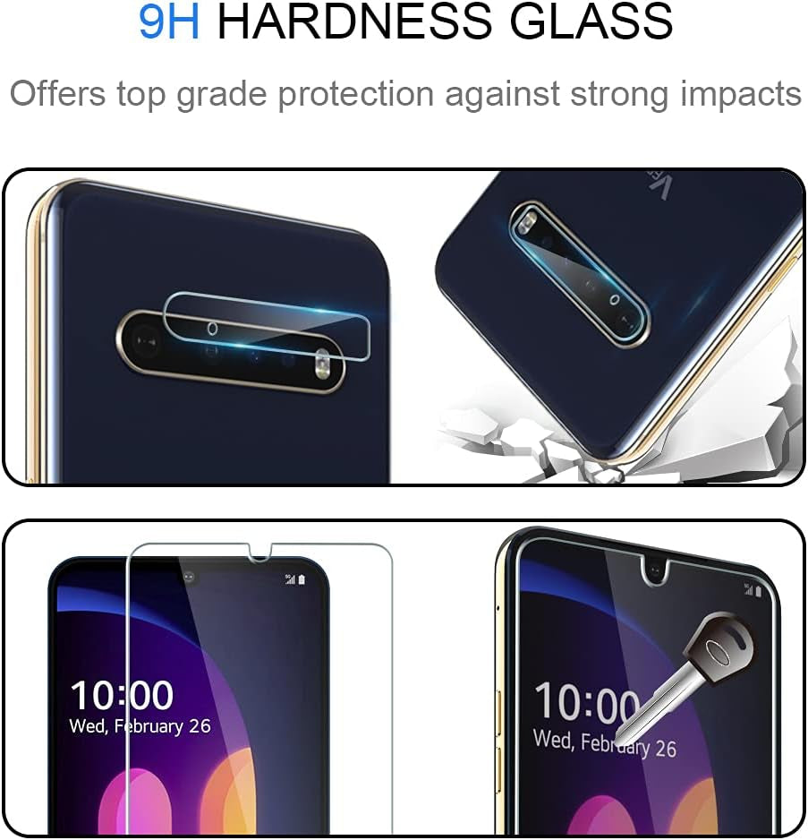 HATOSHI 3 Pack Glass Screen Protector for LG V60 Thinq 5G with 3 Pack Camera Lens Protector, [HD Tempered Glass Film], Easy Installation Bubble Free, Case Friendly 9H Protective Glass for LG V60 Thinq  HATOSHI   