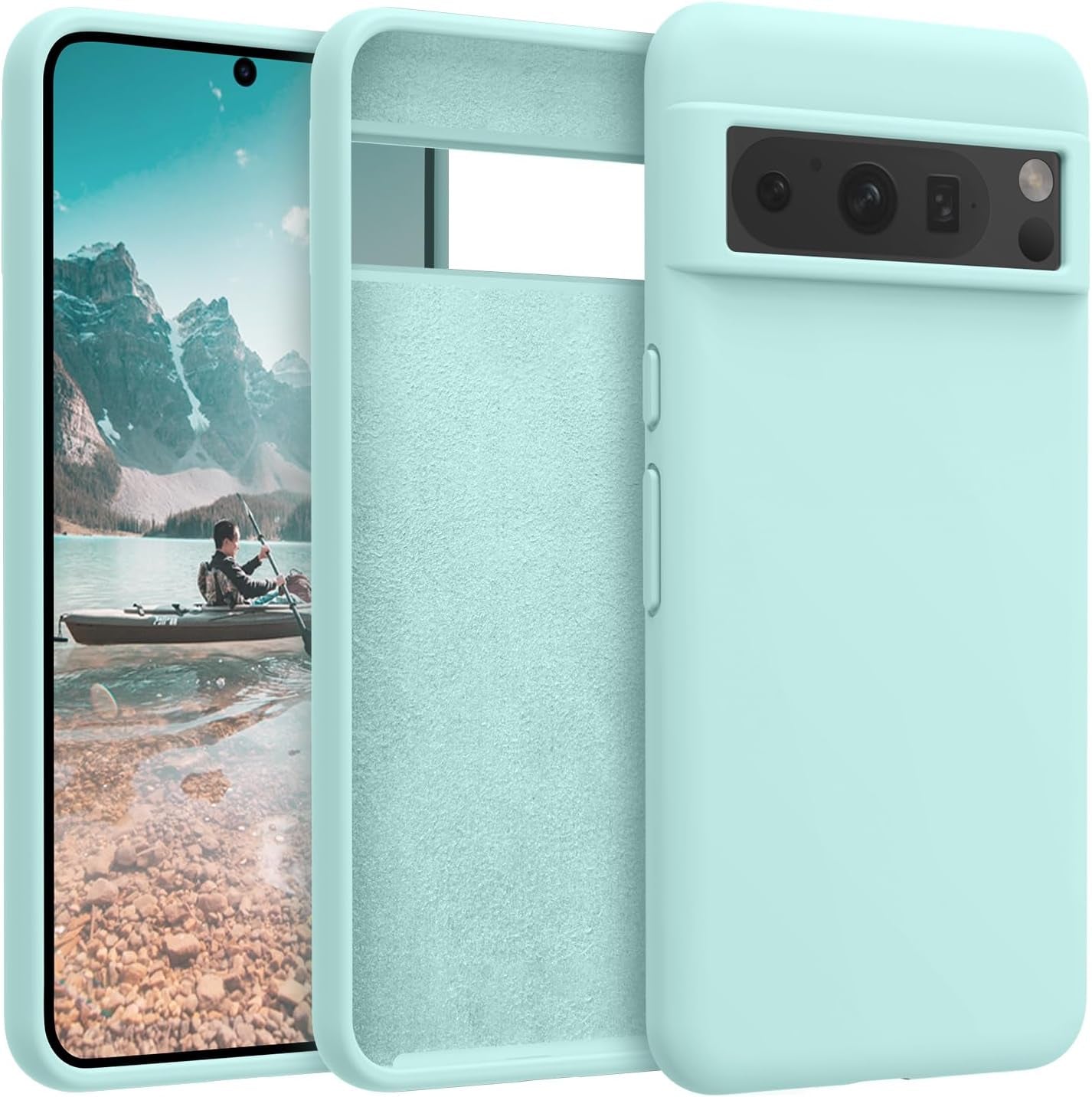 OTOFLY Designed for Pixel 8 Pro Case, Silicone Shockproof Slim Thin Phone Case for Google Pixel 8 Pro 6.7 Inch (Apricot)  OTOFLY Direct Mint Green  