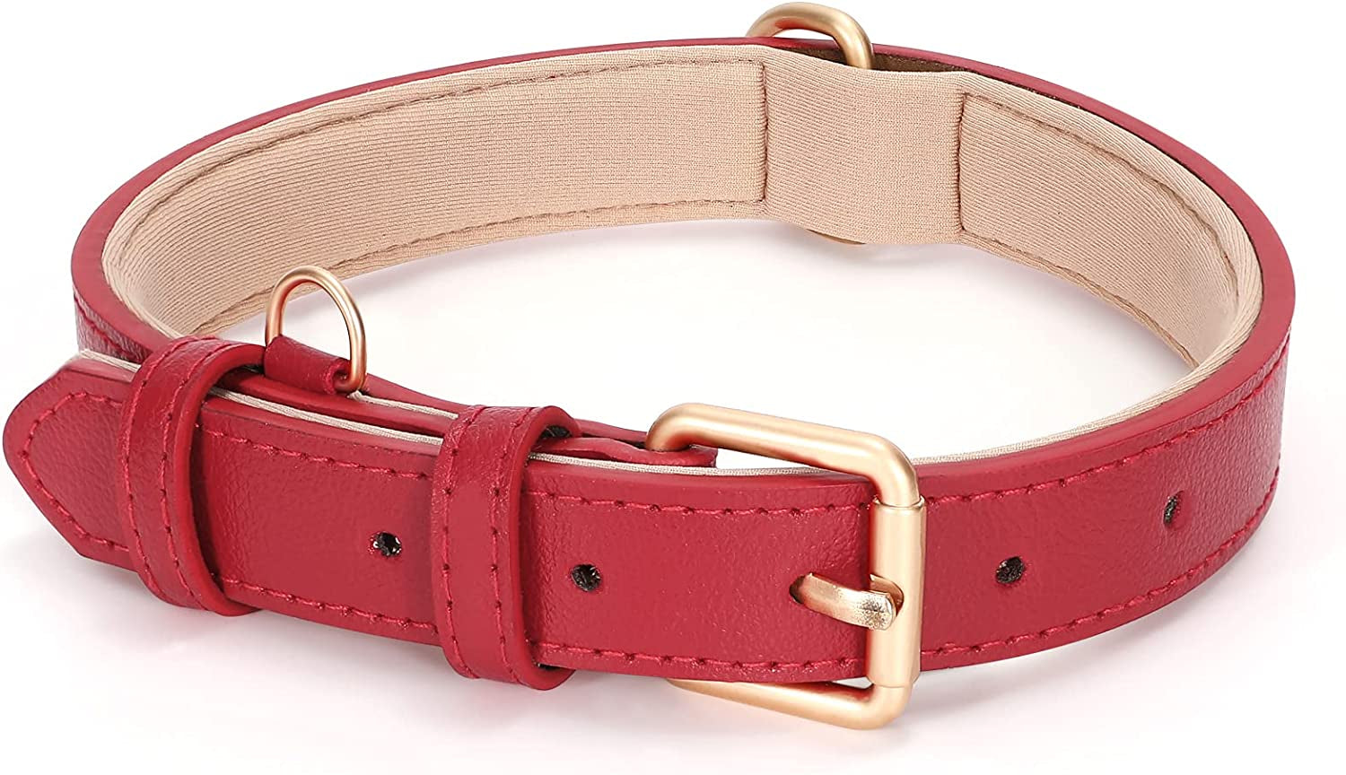 WHIPPY Airtag Leather Dog Collar GPS Tracker Air Tag Puppy Collar Adjustable Soft Leather Padded Dog Collar with Airtag Holder Case for Small Medium Large Dog Pet Backpack,Pink,M  WHIPPY B-red L:Neck 20"-23",Width1.18" 