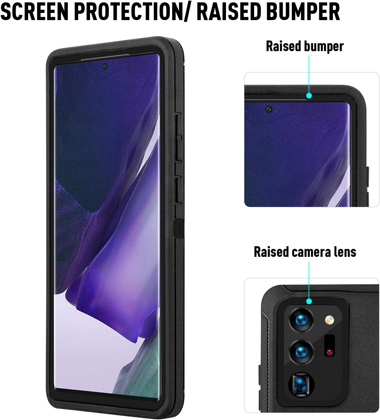 Galaxy Note 20 Case,Drop Protection Full Body Rugged Heavy Duty Case,Shockproof/Drop/Dust Proof 3-Layer Protective Durable Cover for Samsung Galaxy Note 20 (Black)  Cljlixcy   