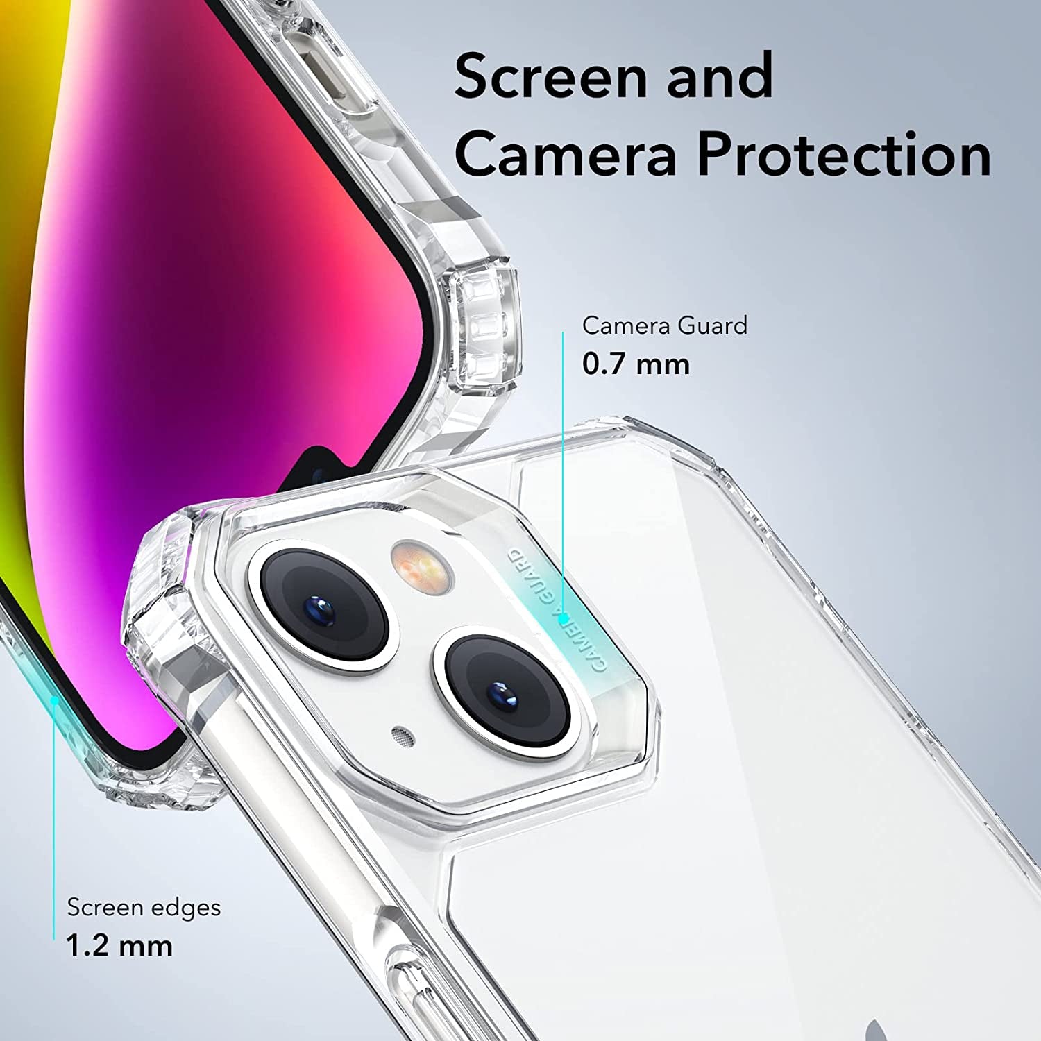 ESR Air Armor Case, Compatible with Iphone 13 Case/Iphone 14 Case, Military-Grade Protection, Shockproof Air-Guard Corners, Yellowing Resistant, Hard Acrylic Back, Scratch Resistant, Clear  Electronic Silk Road Corp   