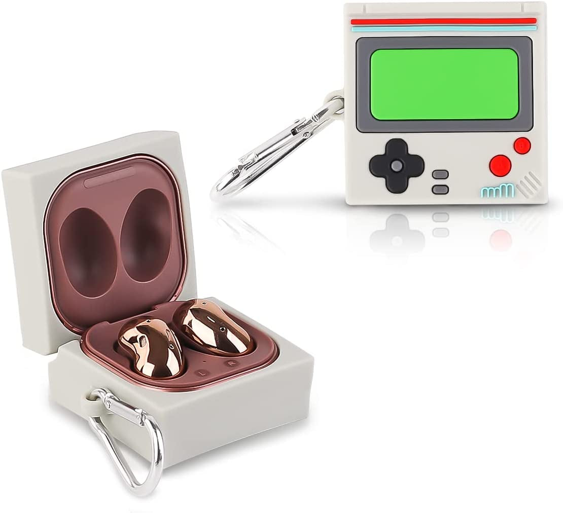 Suublg Silicone Cartoon Earbuds Case Protective Cover with Keychain Fit Designed for Samsung Galaxy Buds2 Pro (2022) /Galaxy Buds 2 (2021) /Galaxy Buds Pro (2021) /Galaxy Buds Live (2020)  Suublg GamepadWhite  