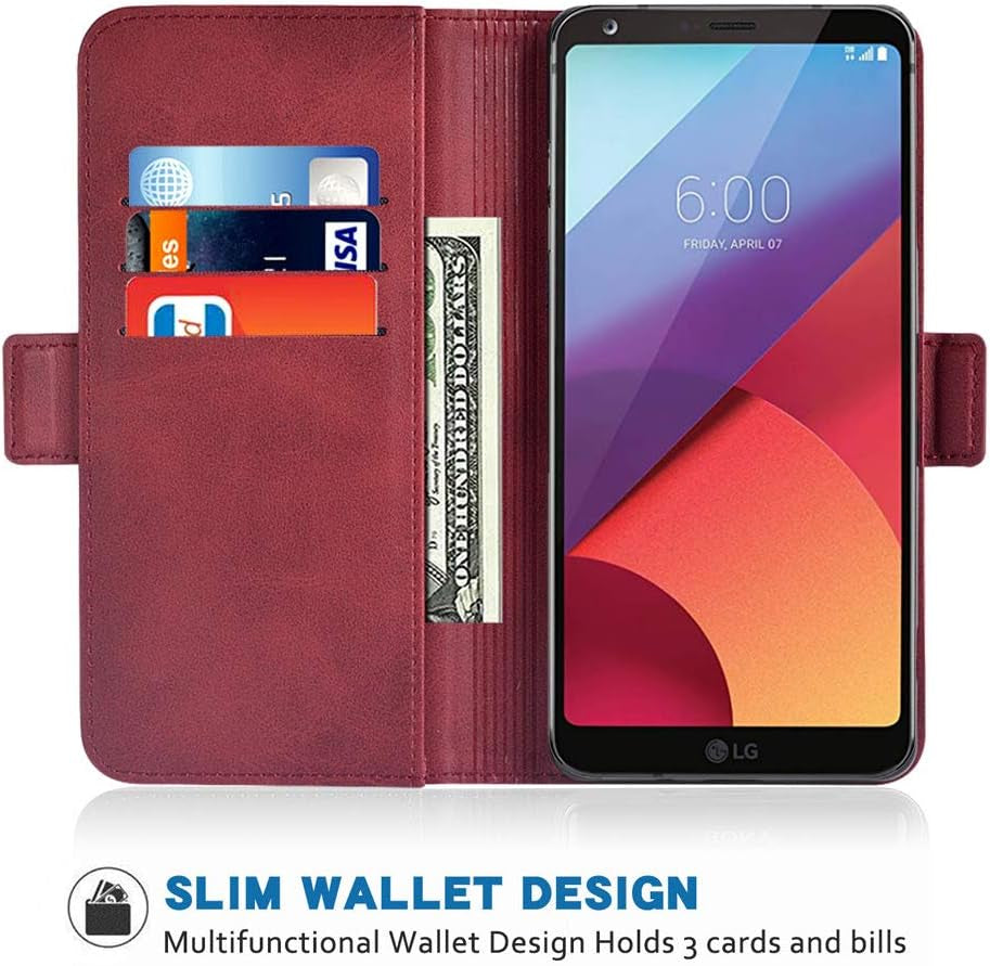 Phone Case for LG G6 5.7 Inch Leather Wallet Cases Credit Card Holder Stand Kickstand Full Body Purse Heavy Duty Protective Hybrid Flip Folio Cover for LGG6 Thinq LG6 Thin Q G 6 plus G6+ 6G Women Red  WWAAYSSXA   