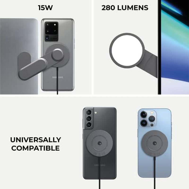 Rolling Square Edge Full Kit with Cell Phone Holder, 15W Magnetic Wireless Charger, and 280-Lumen Laptop Monitor Light for Zoom Meetings, Carrara White  Rolling Square   