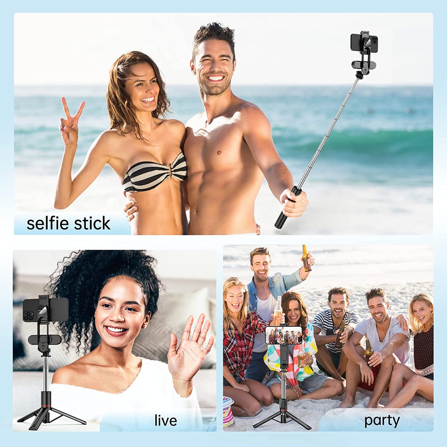 Stable Selfie Stick Tripod with Fill Light, 44 Inch Extendable Selfie Stick with Wireless Remote and Tripod Stand 360 Rotation for Iphone 13/12/11 Pro/Xs Max/Xs/Xr/X/8/7, Samsung and Smartphone  LDP   