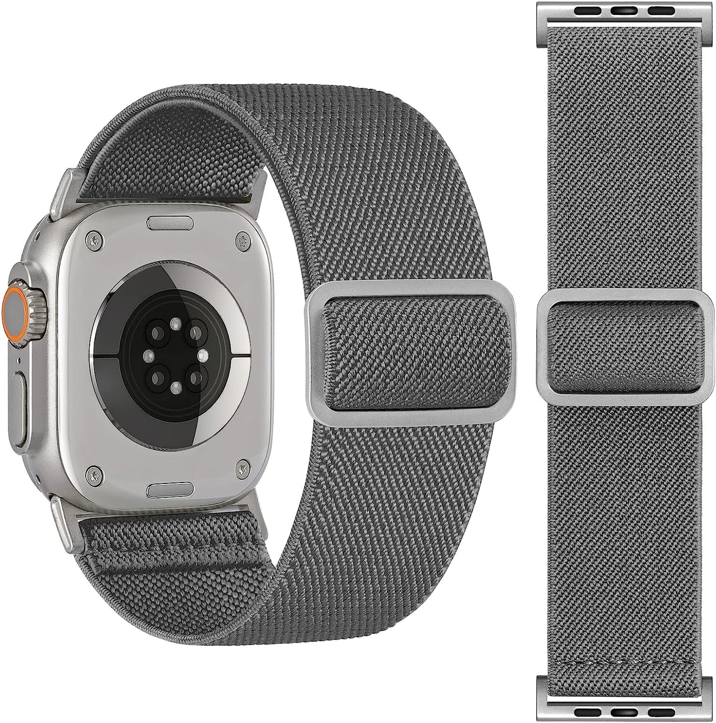 25MM/30MM Wide Stretchy Nylon Compatible with Apple Watch Ultra Band 44Mm 45Mm 49Mm 38Mm 40Mm 41Mm 42Mm, Adjustable Sport Soft Elastic for Apple Watch Band Men, Wristband for Iwatch SE 8 7 6 5 4 3 2 1  HEARTBOOM Dark Gray 49mm/45mm/44mm/42mm(Band width 30mm) 