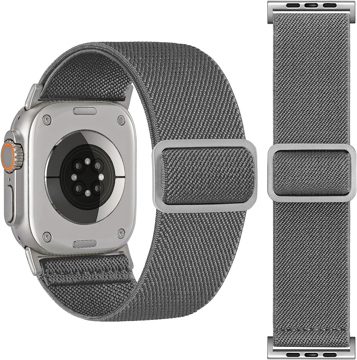 25MM/30MM Wide Stretchy Nylon Compatible with Apple Watch Ultra Band 44Mm 45Mm 49Mm 38Mm 40Mm 41Mm 42Mm, Adjustable Sport Soft Elastic for Apple Watch Band Men, Wristband for Iwatch SE 8 7 6 5 4 3 2 1  HEARTBOOM Dark Gray 49mm/45mm/44mm/42mm(Band width 30mm) 