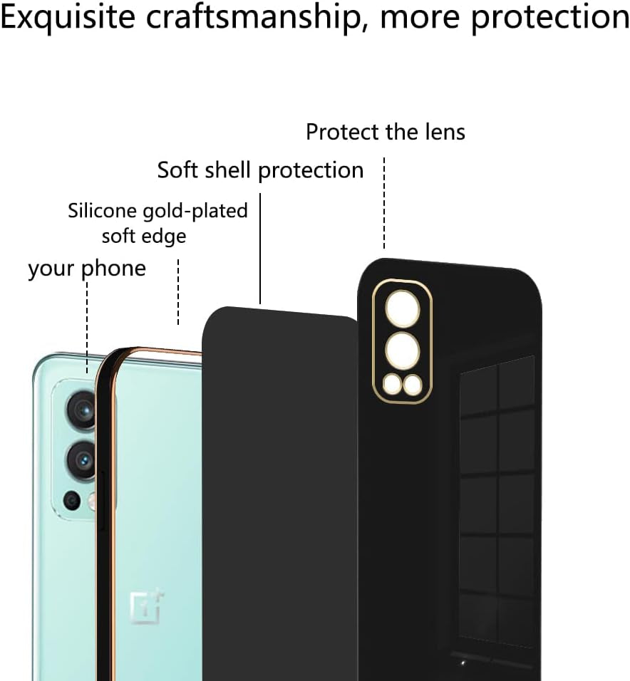 Wousunly Compatible with Oneplus Nord N20 5G Case Silicone Pink, Plating Phone Oneplus Nord N20 5G Case Shockproof Thin and Soft Cover (Dark Black)  Wousunly   
