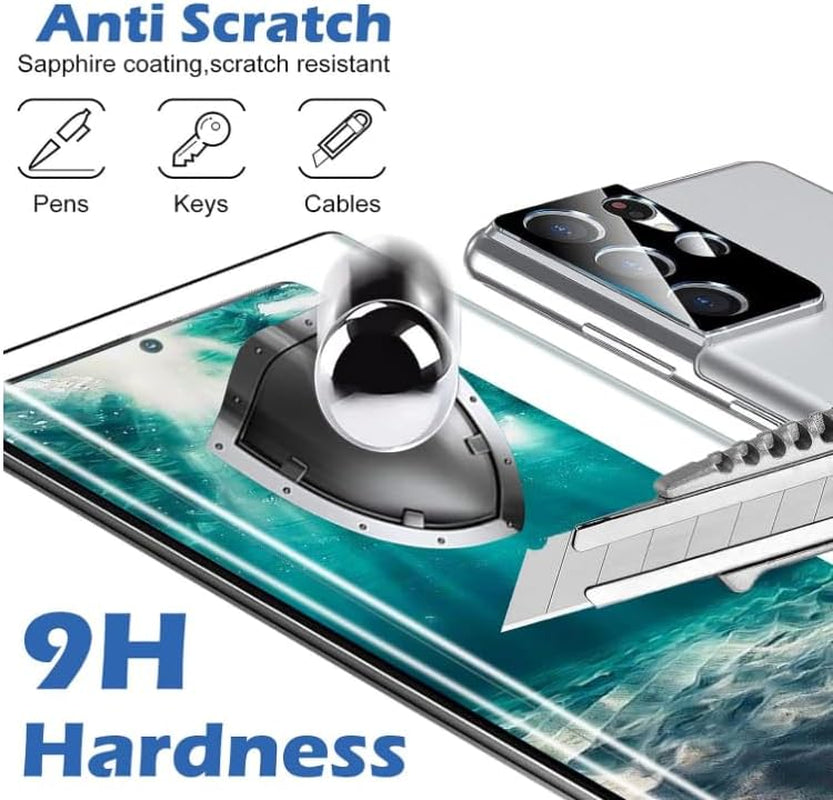 Arshek [2+2 Pack] Galaxy S21 Ultra Screen Protector, 9H Tempered Glass, Ultrasonic Fingerprint Support, 3D Curved,Hd Clear Scratch Resistant for Samsung Galaxy S21 Ultra 5G Glass Screen Protector  Arshek   