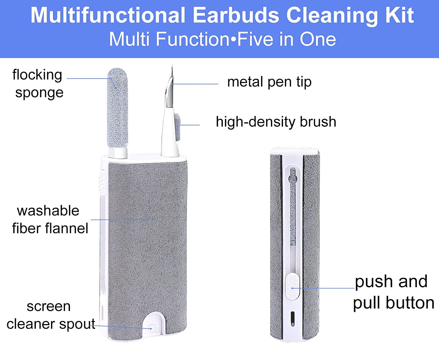 XANGNIER Cleaner Kit for Airpods Pro 1 2 3,5 in 1 Multi-Function Earbuds Cleaning Tool, Electronic Cleaner Kit for Iphone Charging Port,Phone Speaker,Earpods,Headphone,Earphone,Laptpo,Scree,Ipod Case  XANGNIER   