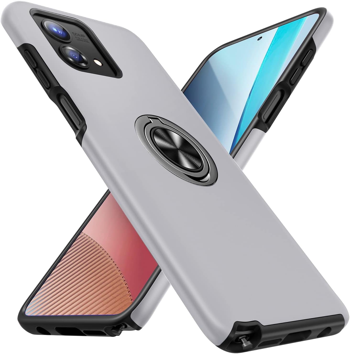 JAME for Moto G Stylus 5G 2023 Case, Slim Soft Shockproof Protective Case for Motorola G Stylus 5G Case 2023, with Invisible Ring Kickstand for Motorola G Stylus 5G 2023 Case, Green  JAME Silver  