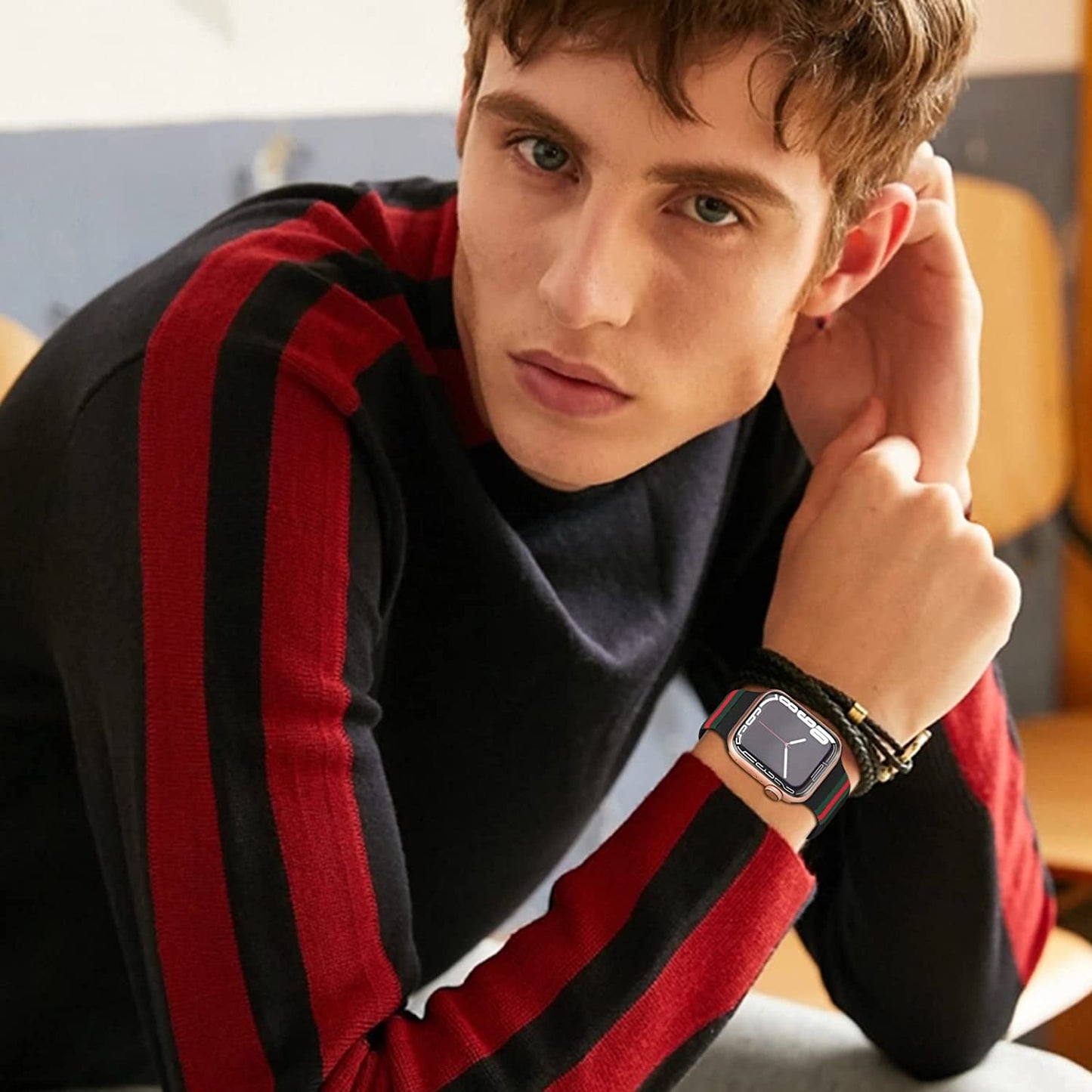 2 Pack Designer Bands Compatible with Apple Watch Band 38Mm 40Mm 44Mm 41Mm 42Mm 45Mm 49Mm Men Women, Soft Silicone Sport Strap Replacement Wristbands for Iwatch Bands Series Ultra SE 8 7 6 5 4 3 2 1  iWabcertoo   